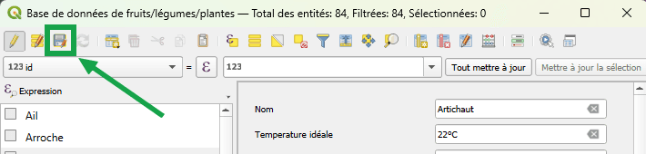 Screenshot de l'écran